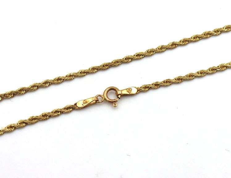 Long Diamond Cut 14K YG Rope Necklace