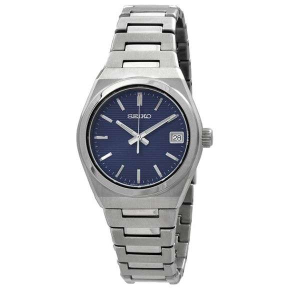 Seiko Essentials Women’s Quartz Watch – Blue Dial, Stainless Steel Bracelet, 34mm