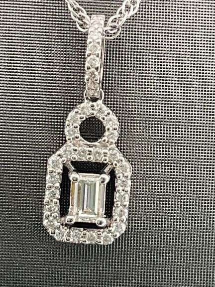 CERTIFIED BRAND NEW 14K WHITE CHAIN WITH DIAMOND PENDANT