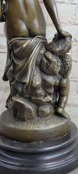 Young Cherub and a Lady Bronze Sculpture