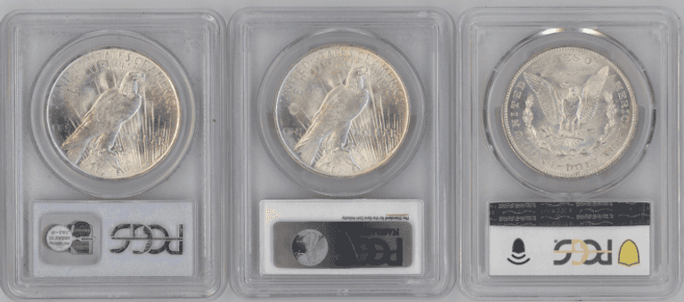 3 Near Gem BU PCGS MS64 graded Silver Dollars 1921 to 1923