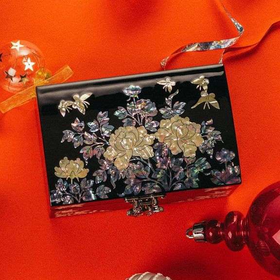 Mother of Pearl Jewelry Box with Mirror Handmade Storage