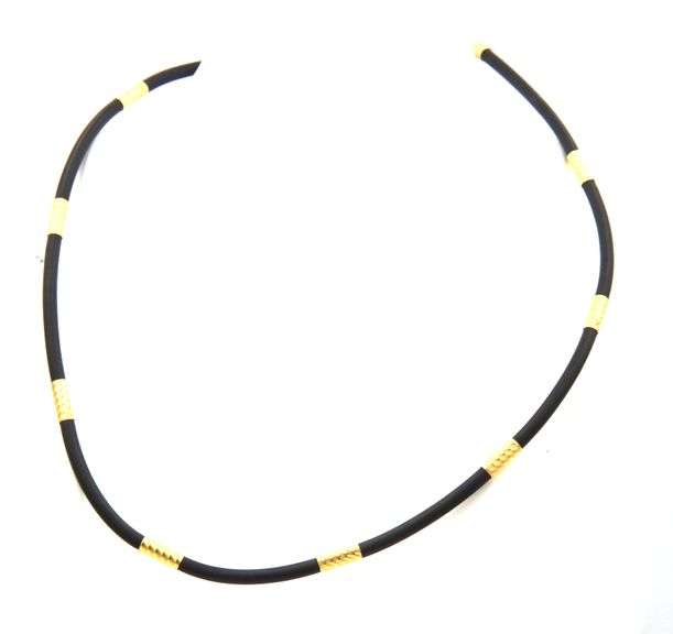 Useful 14K YG and Rubber Necklace