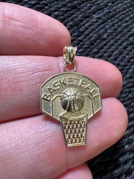 10k Yellow Gold Basketball Pendant