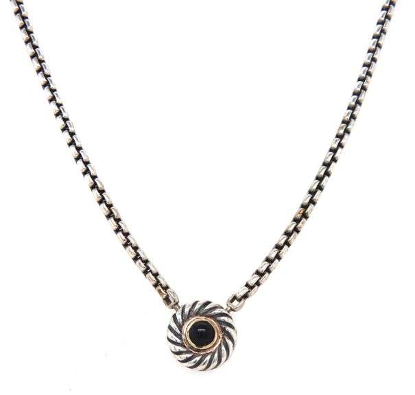 David Yurman black onyx cookie pendant on chain