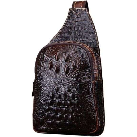 Crocodile Leather Sling Bag Crossbody Travel Bag