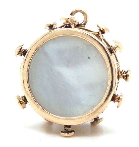 14kt Yellow gold mother of pearl drum charm