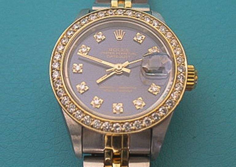 LADY'S ROLEX QUICKSET DATEJUST 18K AND STAINLESS STEEL WITH AFTERMARKET DIAMOND BEZEL AND DIAL