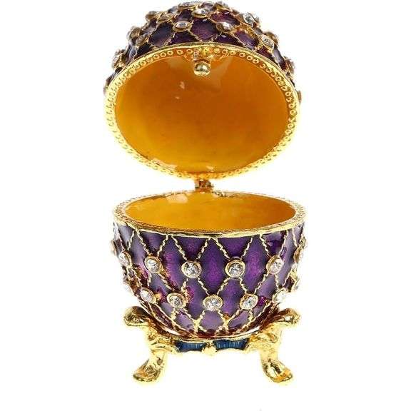 Purple Faberge-Style Egg Trinket Box