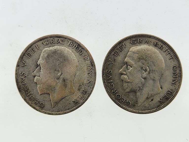 1923 & 1933 Great Britain Half Crown, Silver