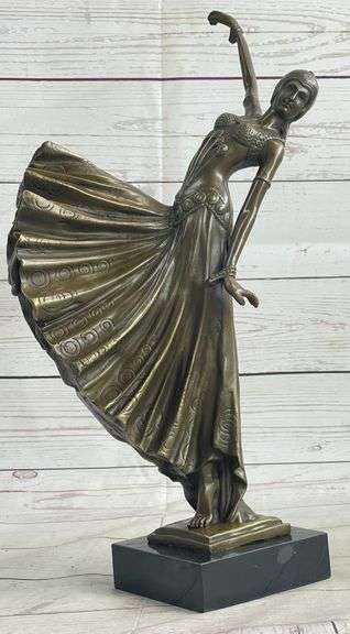 Dancer with Long Skirt Bronze Statue