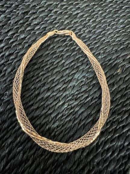Sterling Silver 925 Rose Gold Plated Net Wrap Italian 8" Bracelet