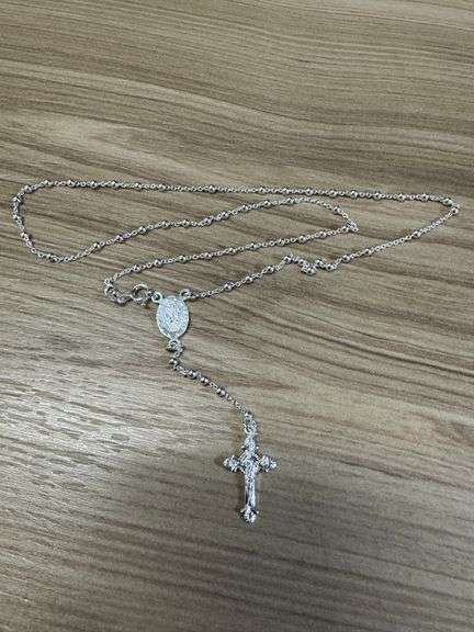 Sterling Silver 925 18" Rosary Necklace