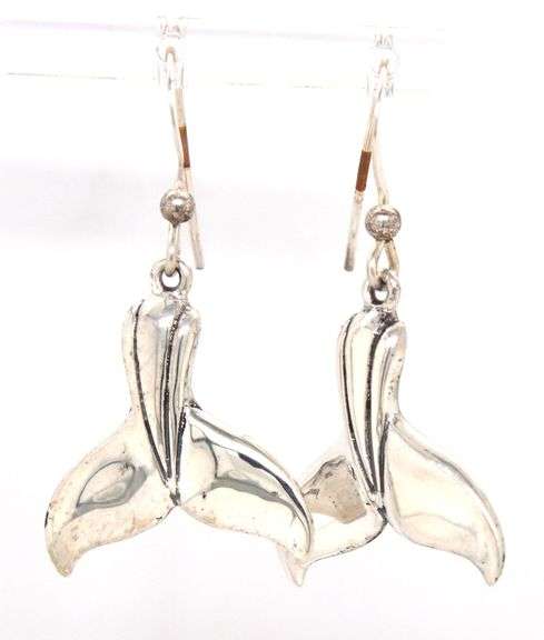 925 Sterling silver signed Kabana Whale tail earrings