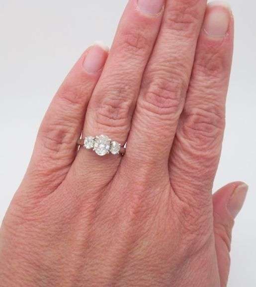 Classic Three Stone Diamond Ring in 18k White Gold