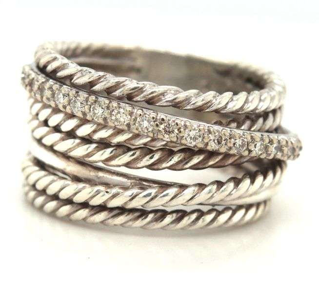 David Yurman cross over diamond ring