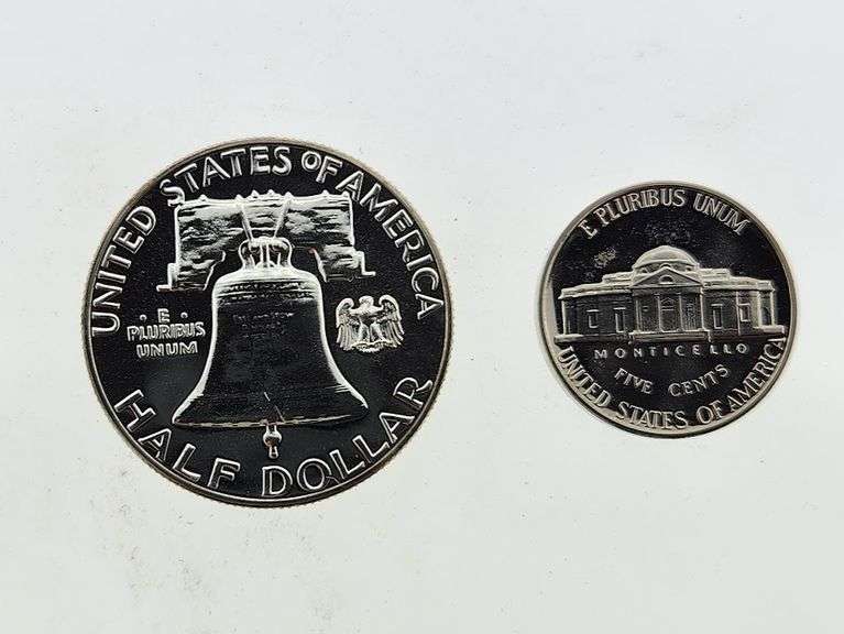 1962 Proof Franklin Half & Jefferson Nickel, 90% Silver Half