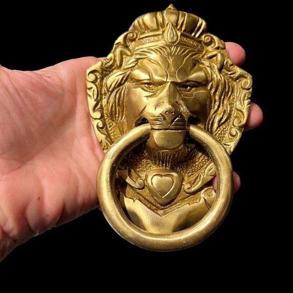 Victorian Brass Lion Head Door Knocker