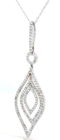 18kt White gold 1ctw diamond dangle pendant on chain