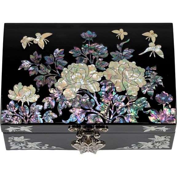 Mother of Pearl Jewelry Box with Mirror Handmade Storage