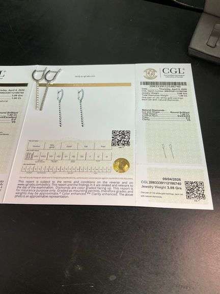 CERTIFIED 14K WHITE GOLD DIAMOND EARRINGS