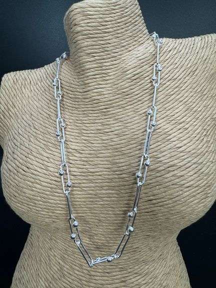 Sterling Silver Paperclip Offset Bead 8mm