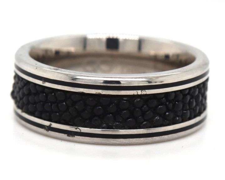 Chisel stainless steel Polished Grooved with Genuine stingray textured band