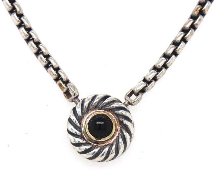 David Yurman black onyx cookie pendant on chain