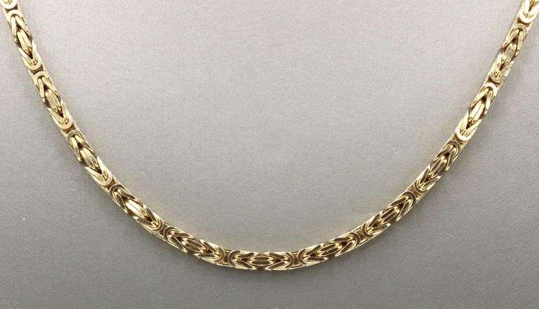 14kt Yellow gold square Byzantine chain necklace