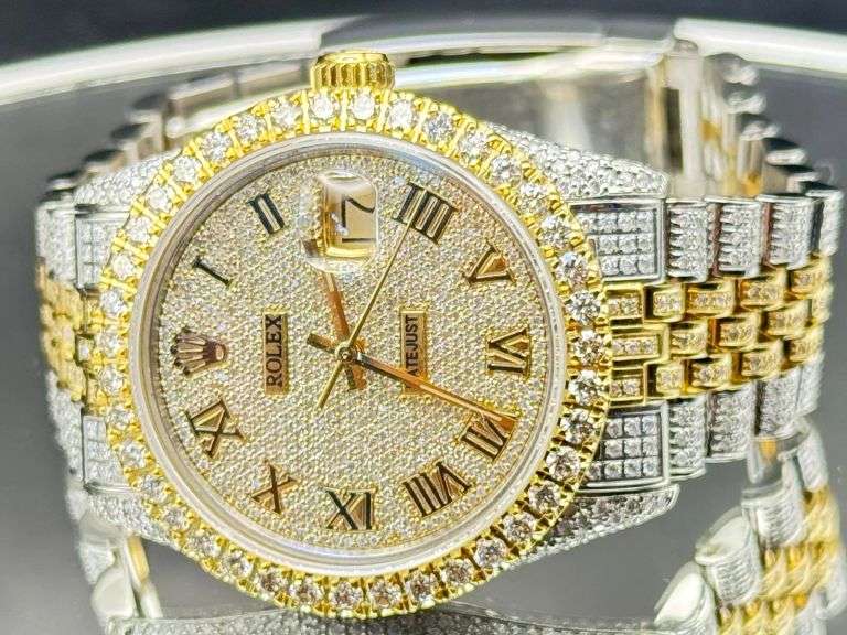ROLEX STAINLESS STEEL GOLD DIAMOND DIAL JUBILEE BAND WATCH 11.5CT