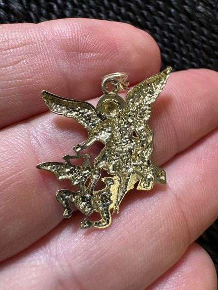 10K Yellow Gold Angel vs Demon Pendant