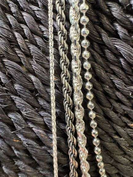 Sterling Silver Italian 925 Layered 4 Piece Chain Set 16", 20", 22" adjustable, 30" adjustable