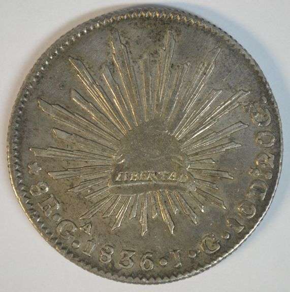 Choice original 1836 Mexico 8 Reales Silver Piece. XF/AU