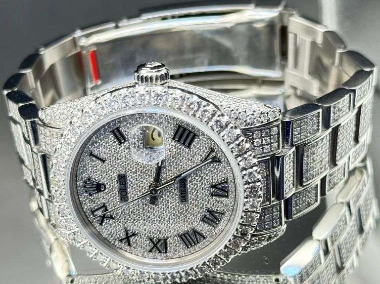 ROLEX STAINLESS STEEL GOLD DIAMOND DIAL JUBILEE BAND WATCH 11.5CT