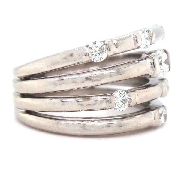 14kt White gold 0.45ctw multi row stackable diamond scatter ring