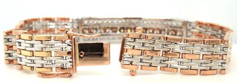 14kt White and rose gold 4.4ctw diamond bracelet