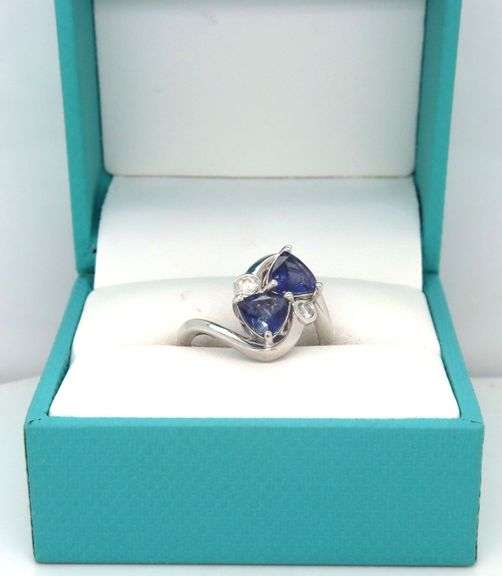Darling 1.90CTW Triangle-Cut Faceted Tanzanite & Diamond Ring in Sterling Silver