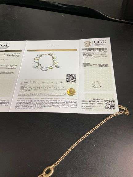 14K YELLOW GOLD GEM NECKLACE