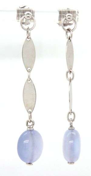 Sexy 14K WG Dangle Earrings with Lavender Jade