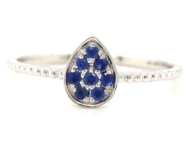 18kt White Gold Bony Levy Multi Blue Sapphire in Pear Shaped Ring