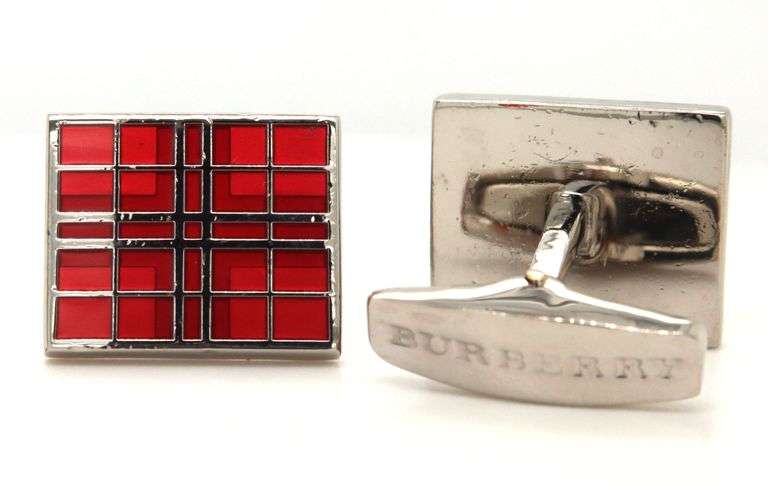 Burberry checkered red cufflinks