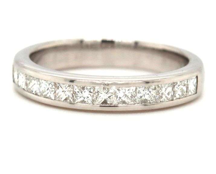 14kt White gold 0.40ctw princess cut channel set diamond band