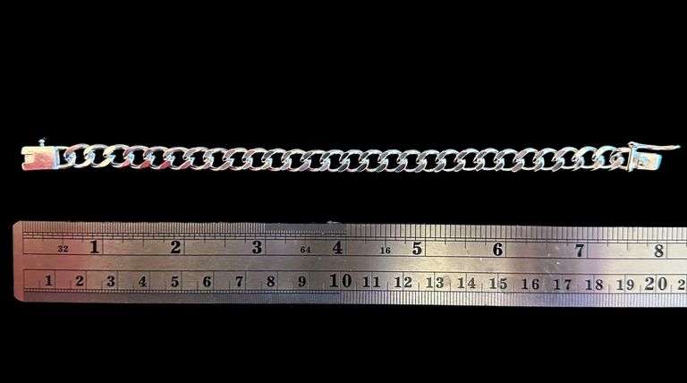 Sharp 18.3 Gram .925 Sterling Silver Plated Cuban Link Bracelet