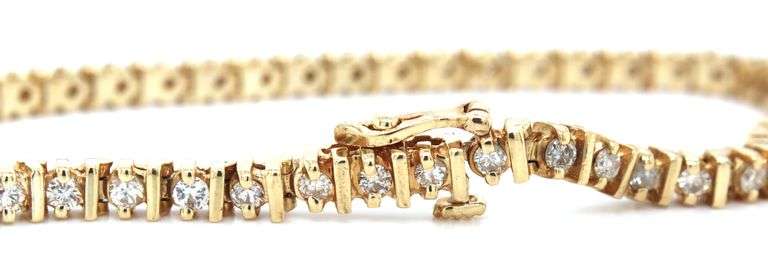 14kt Yellow gold 1ctw diamond tennis bracelet