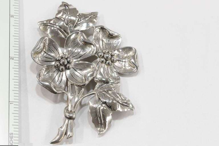 Vintage Sterling Dogwood Broach
