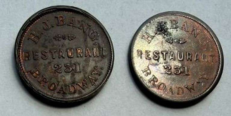 H J Bang NYC Purveyer of Rhine Wines CW Tokens