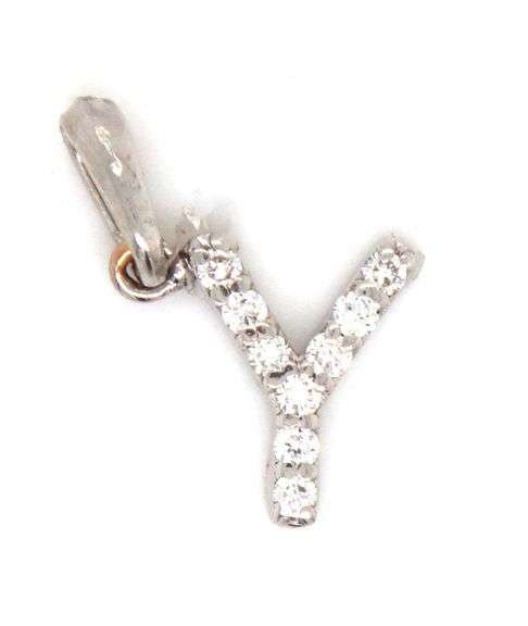 18kt White gold diamond Initial Y pendant