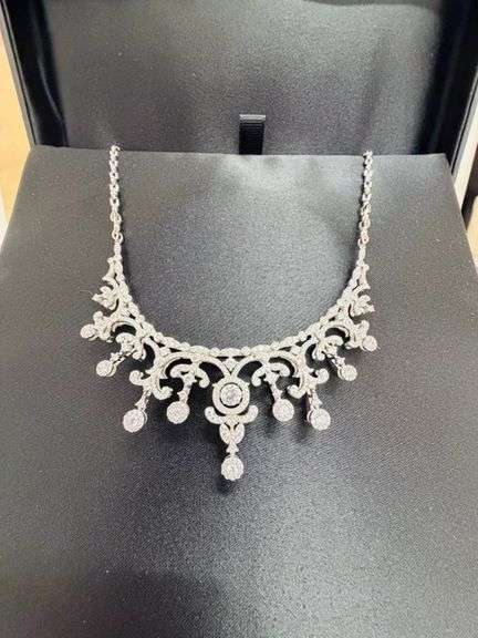 Most Beautiful bridal necklace in sterling silver and Dancing Swarovski center.