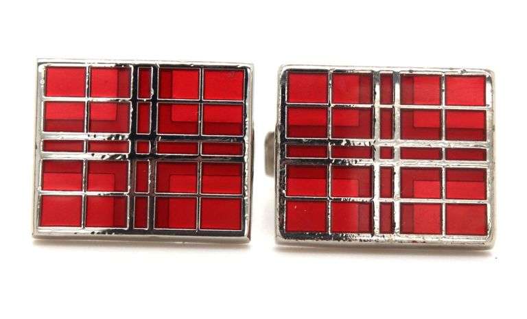 Burberry checkered red cufflinks