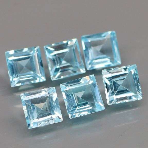 Heavy! 8.42ct Swiss blue princess cut Topaz set!